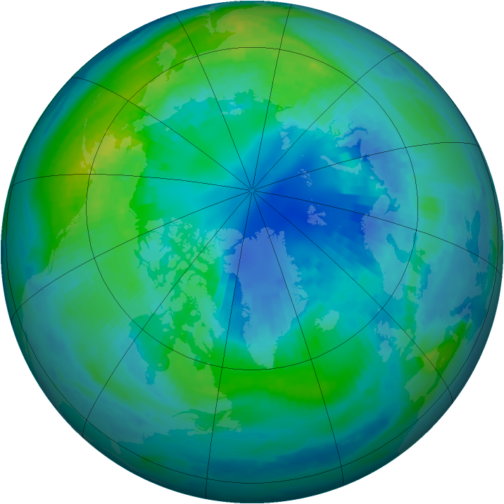 Arctic ozone map for 15 October 2000